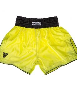 Fighter Thai Trunks Bangkok Plain - Neon Yellow/black, FP08 K1 & Thai Shorts