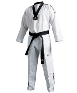 Adidas Taekwondo WT Uniforms TKD Dobok ADI-Contest 3 - White / Black V-neck, ADITC02