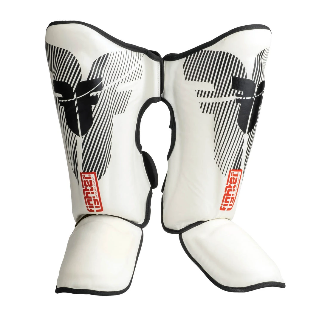 Fighter Shinguards Thai Classic - White/black, JE1573BWH PROTECTION 5 Fighter Shinguards Thai Classic - White/black, JE1573BWH PROTECTION