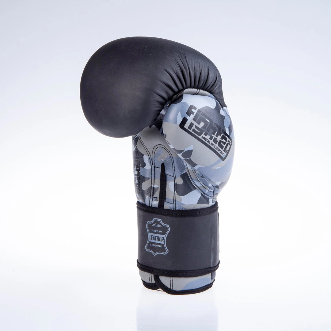 Fighter Boxing Gloves SPLIT- Gray Camo/black, FBG-001C 5 Fighter Boxing Gloves SPLIT- Gray Camo/black, FBG-001C