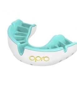 Mouthguard - OPRO - GOLD Level Junior - White/blue, 002227009 PROTECTION