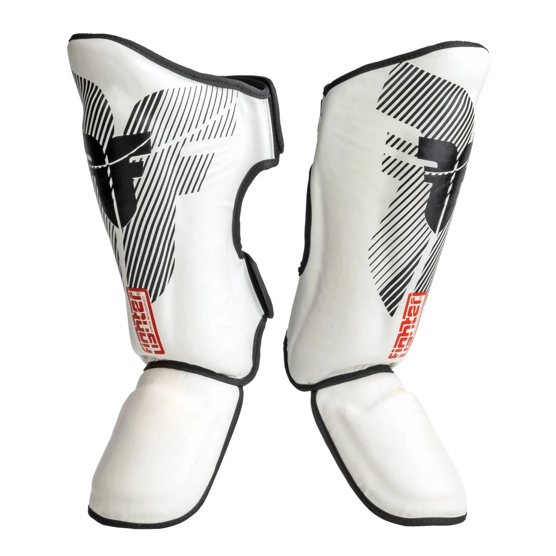 Fighter Shinguards Thai Classic - White/black, JE1573BWH PROTECTION 3 Fighter Shinguards Thai Classic - White/black, JE1573BWH PROTECTION