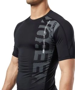 Reebok Training T-Shirts Workout Graphic Compression Tee - Black, EC0960