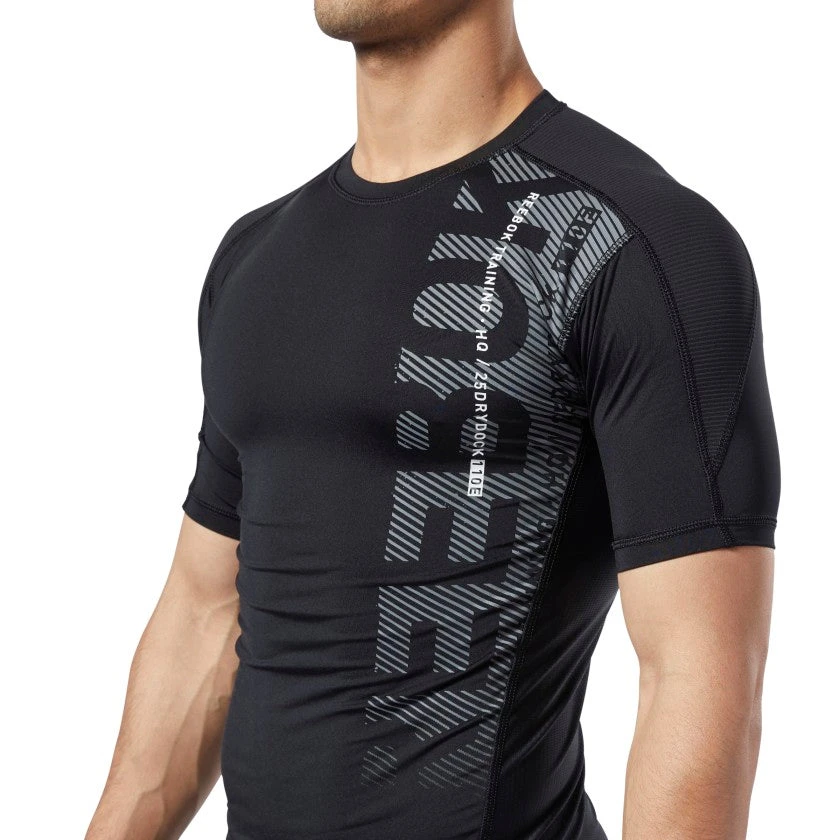Reebok Training T-Shirts Workout Graphic Compression Tee - Black, EC0960 3 Reebok Training T-Shirts Workout Graphic Compression Tee - Black, EC0960