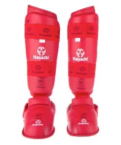 Hayashi PROTECTION Karate Kickprotector - Instep And Shin WKF - Red, 343-4N