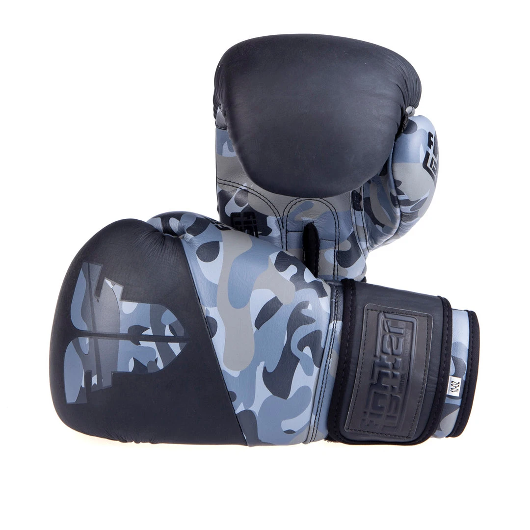 Fighter Boxing Gloves SPLIT- Gray Camo/black, FBG-001C 3 Fighter Boxing Gloves SPLIT- Gray Camo/black, FBG-001C