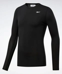 Workout T-Shirts Reebok Wor Compr Lo Sleeve Solid - Black, FP9105