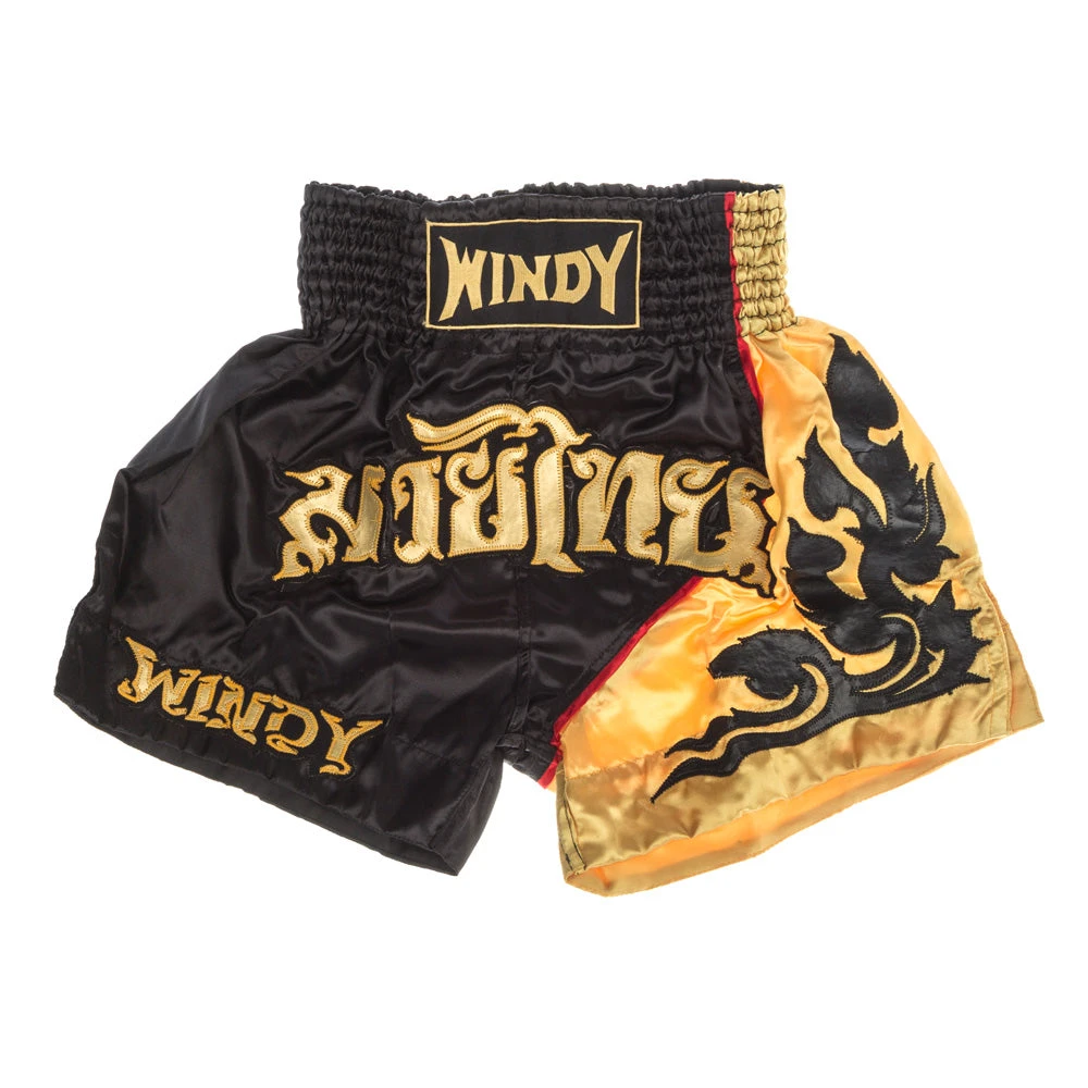 K1 & Thai Shorts Windy Thai Trunks - Black/gold, BSW-02 3 K1 & Thai Shorts Windy Thai Trunks - Black/gold, BSW-02