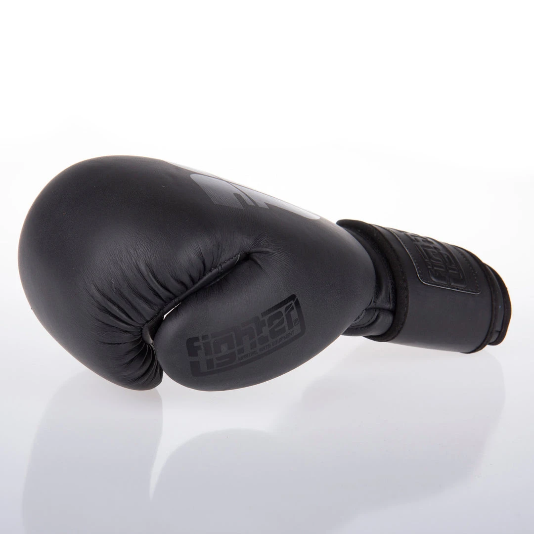 Fighter Boxing Gloves SPLIT - Matt Black, FBG-001B 12 Fighter Boxing Gloves SPLIT - Matt Black, FBG-001B