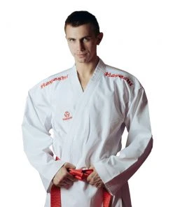 Karate Uniforms Hayashi Kumite Kimono Flexz WKF Approved - White/Red, 043-14