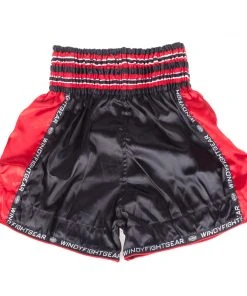 Windy Thai Trunks - Black/red/gold, BSW-BLK-GL