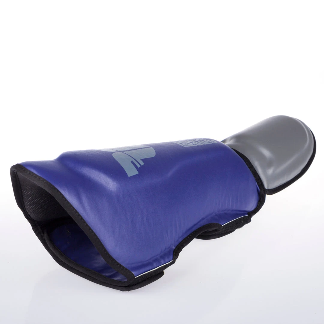 Fighter Shinguards Thai Classic - Blue/grey, JE1573BLG PROTECTION 6 Fighter Shinguards Thai Classic - Blue/grey, JE1573BLG PROTECTION